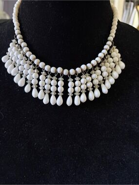 Vintage White & Crystal Bead Necklace